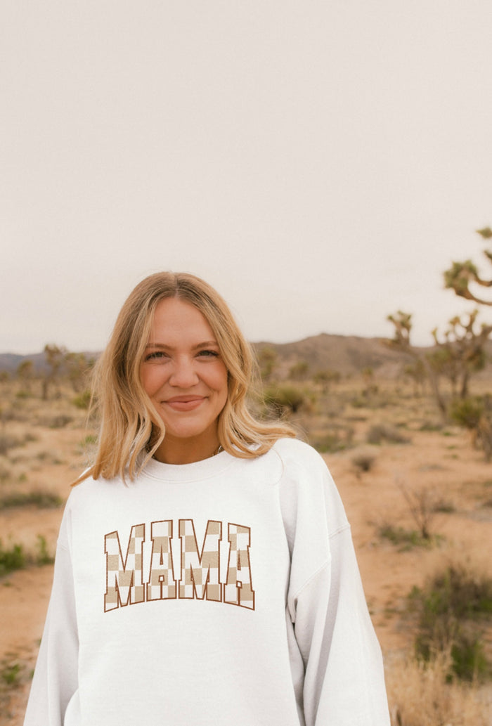 Checkered Mama Unisex Garment-Dyed Sweatshirt