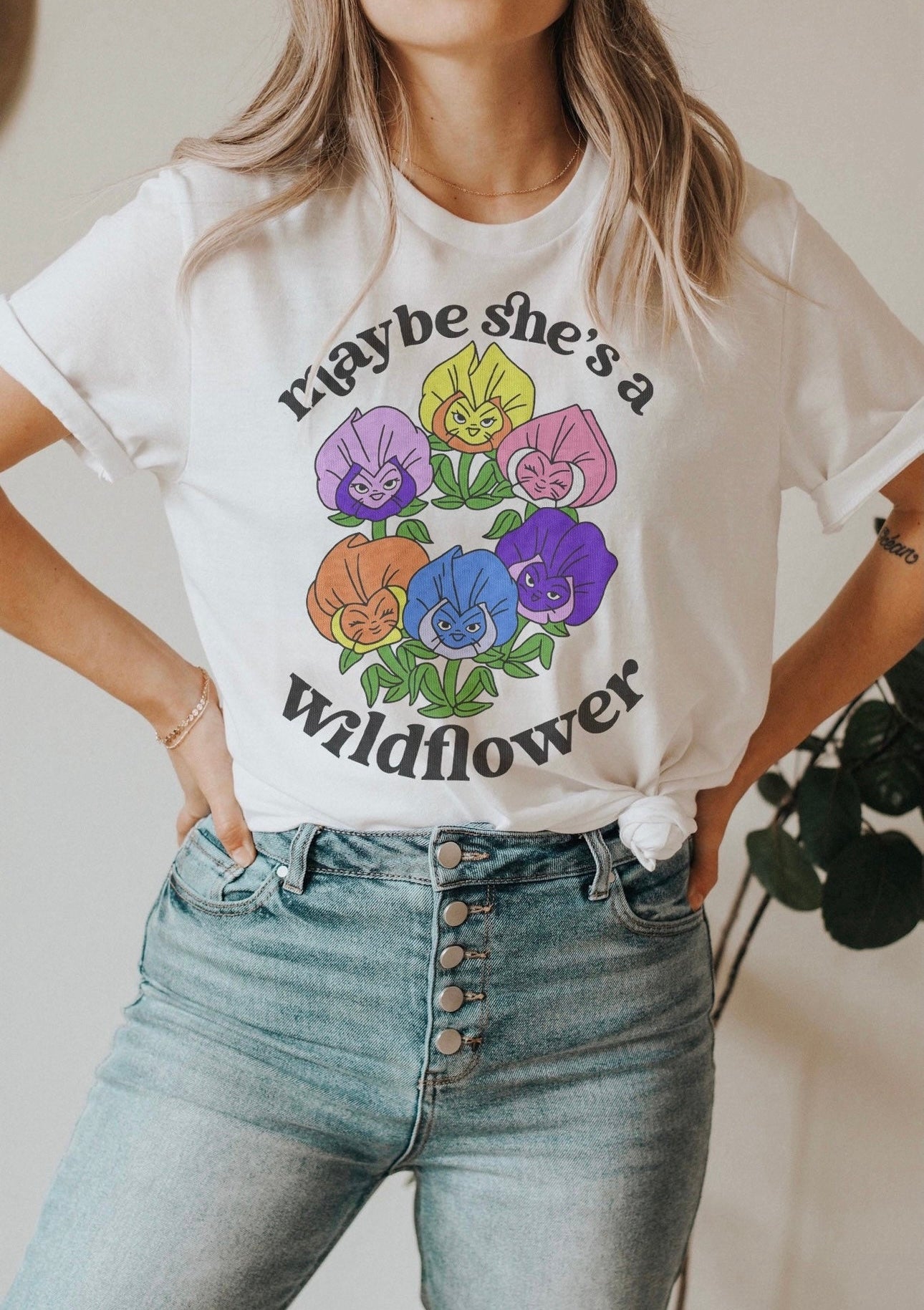 Maybe She’s A Wildflower Bella Canvas Unisex Jersey Short Sleeve Tee
