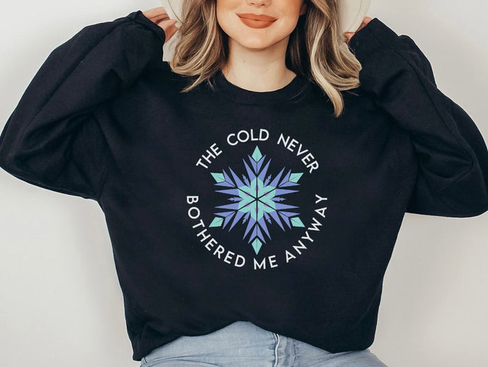 The Cold Never Bothered Me Anyway Gildan Unisex Heavy Blend™ Crewneck Sweatshirt