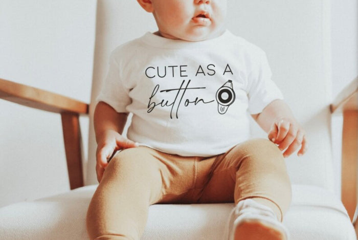 Cute As A Button Bella Canvas Baby Short Sleeve T-Shirt