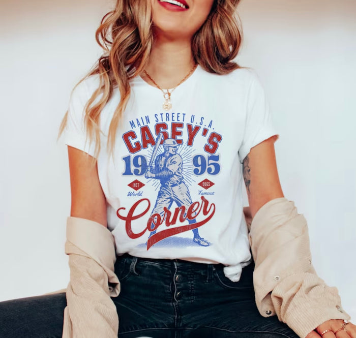 Casey’s Corner Distressed Bella Canvas Unisex Jersey Short Sleeve Tee