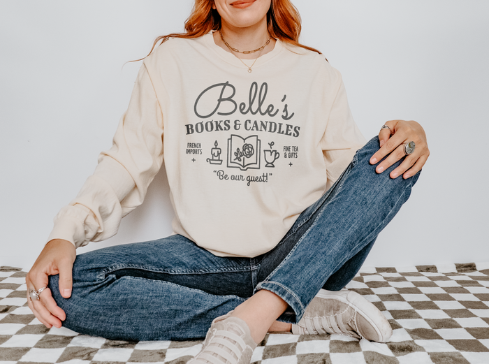 Belle’s Books & Candles Comfort Colors Unisex Garment-dyed Long Sleeve T-Shirt