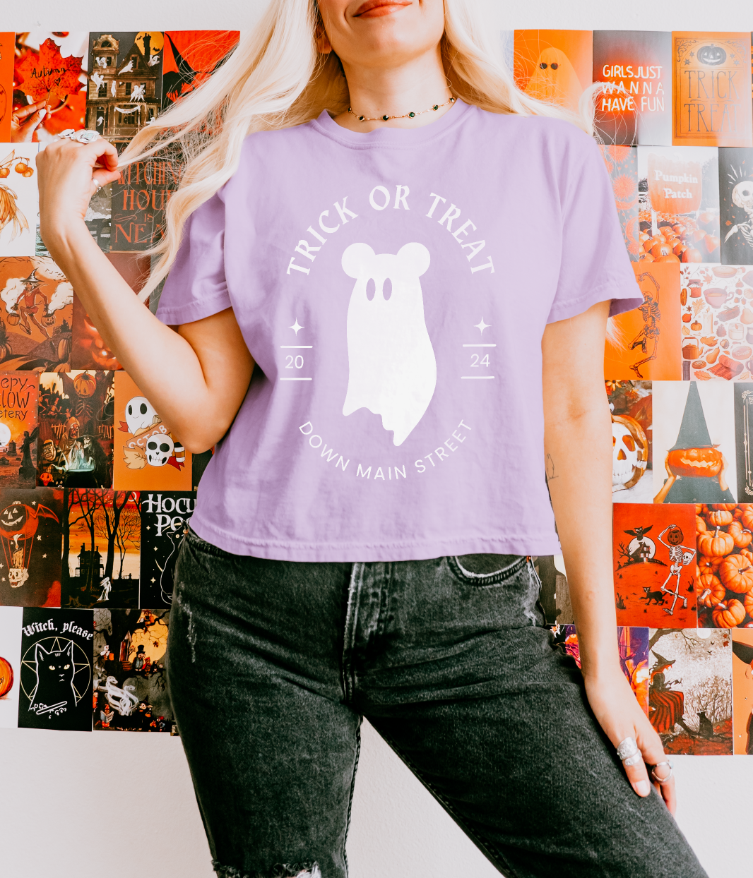 Trick or Treat Down Main Street Comfort Colors Women's Boxy Tee