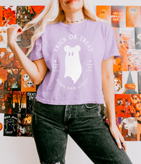 Trick or Treat Down Main Street Comfort Colors Women's Boxy Tee