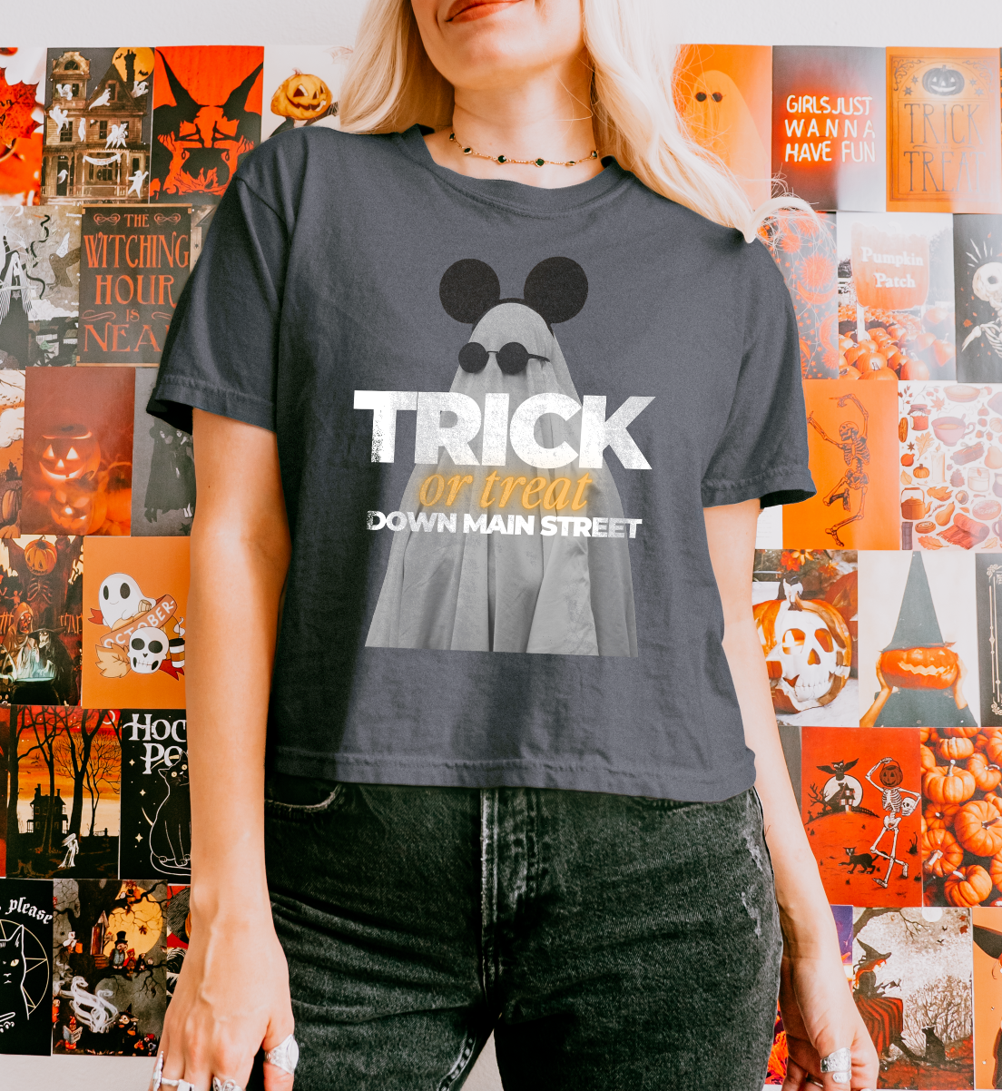 Trick or Treat Down Main Street Comfort Colors Women's Boxy Tee