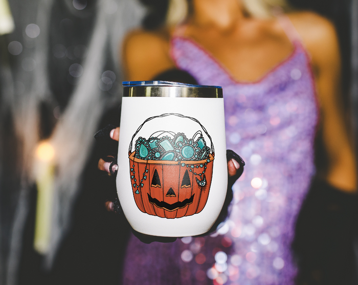 Turquoise Pumpkin Chill Wine Tumbler