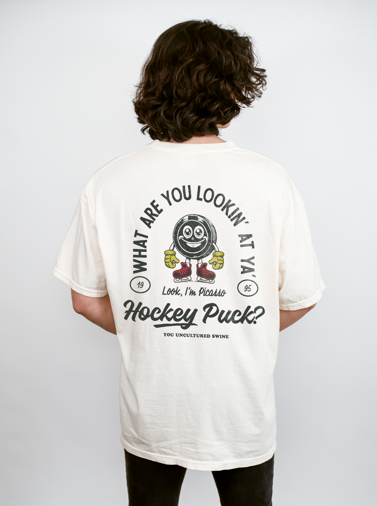 What Are You Lookin' At Ya' Hockey Puck Comfort Colors Unisex Garment-Dyed T-shirt