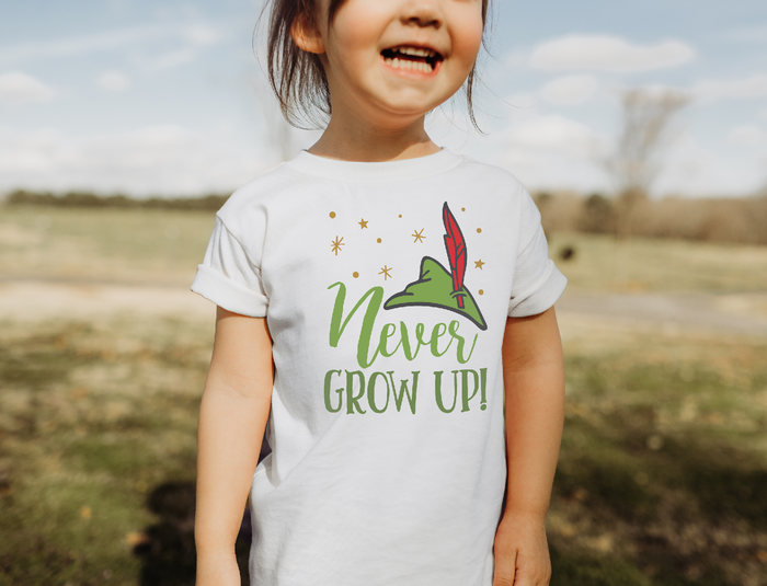 Never Grow Up Bella Canvas Toddler Short Sleeve Tee