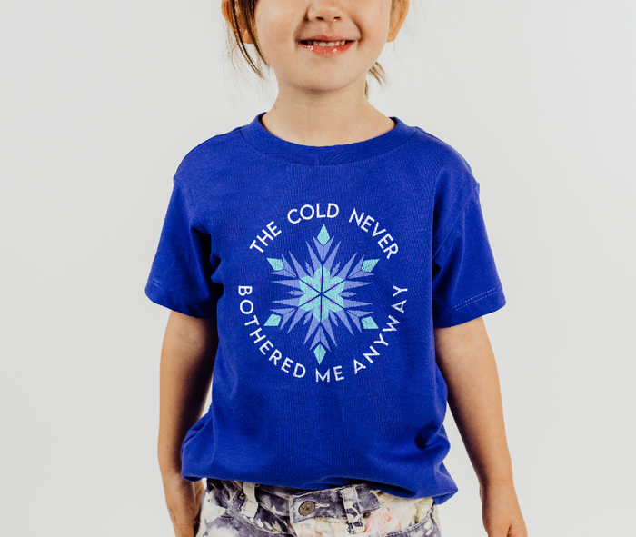 The Cold Never Bothered Me Anyway Bella Canvas Toddler Short Sleeve Tee