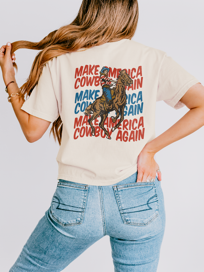 Make America Cowboy Again Comfort Colors Women's Boxy Tee