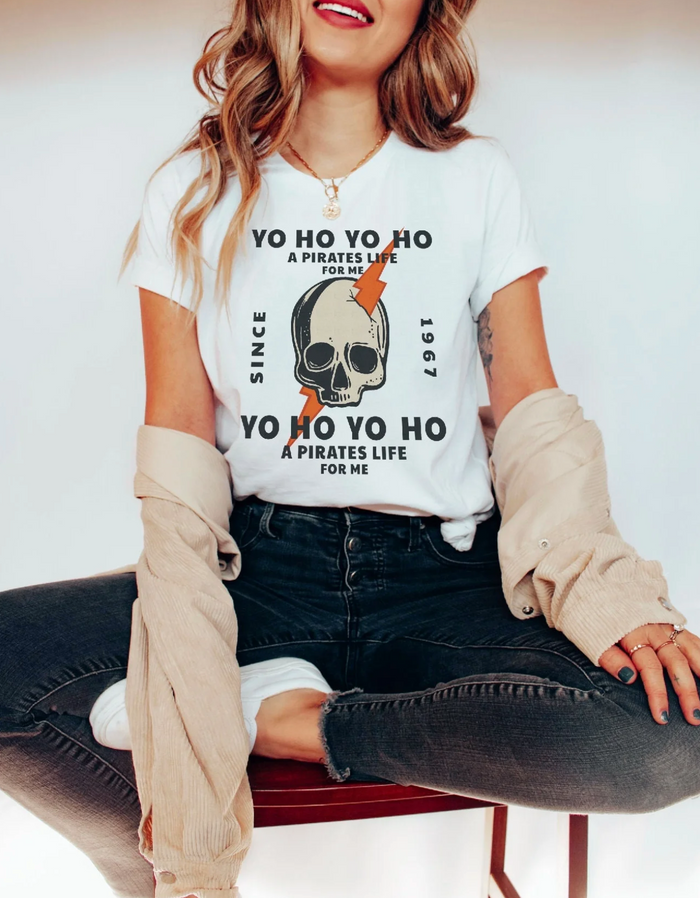 Yo Ho Pirates Life For Me Bella Canvas Unisex Jersey Short Sleeve Tee