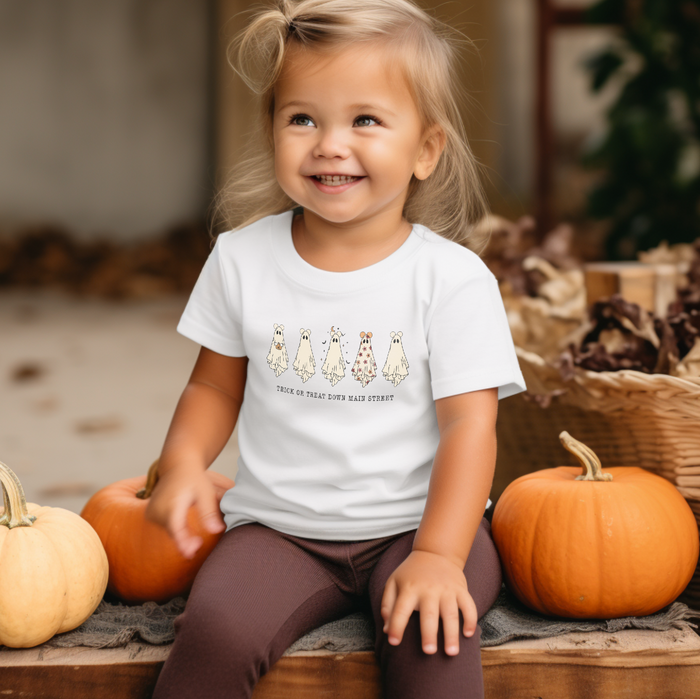 Trick or Treat Down Main Street Baby Short Sleeve T-Shirt