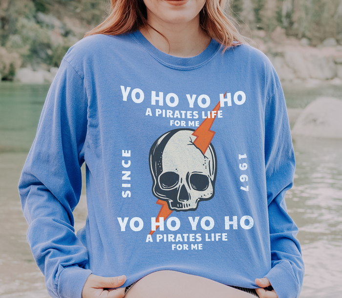 Yo Ho Pirates Life For Me Comfort Colors Unisex Garment-dyed Long Sleeve T-Shirt