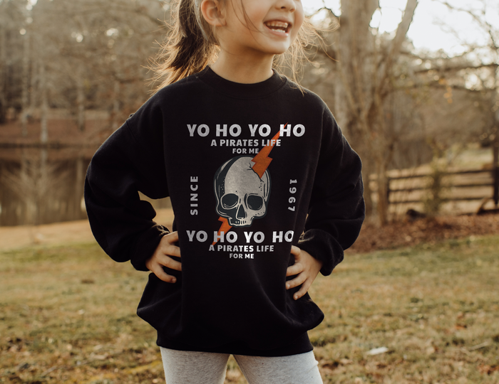 Yo Ho Pirate Life For Me Gildan Youth Crewneck Sweatshirt