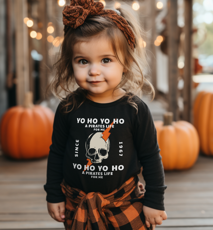 Yo Ho Pirates Life For Me Rabbit Skins Toddler Long Sleeve Tee