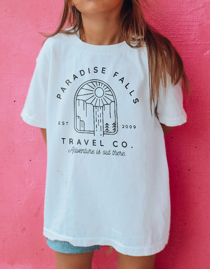 Paradise Falls Vacation Co. Comfort Colors Youth Midweight Tee