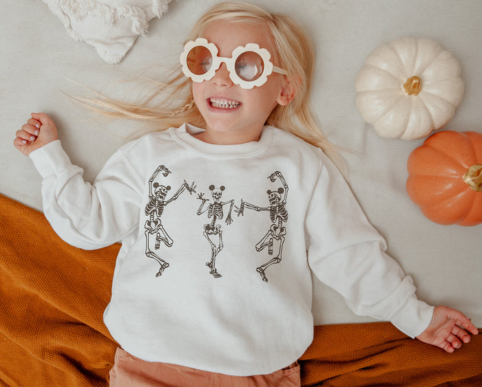 Dancing Skeletons with Ears Gildan Youth Crewneck Sweatshirt