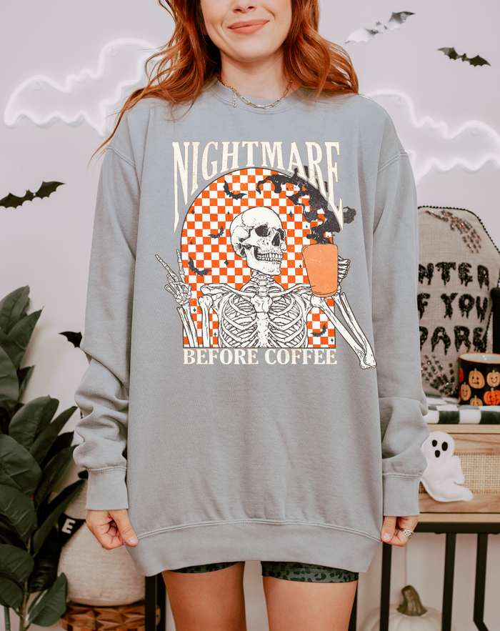 Nightmare Before Coffee Comfort Colors Sweatshirt