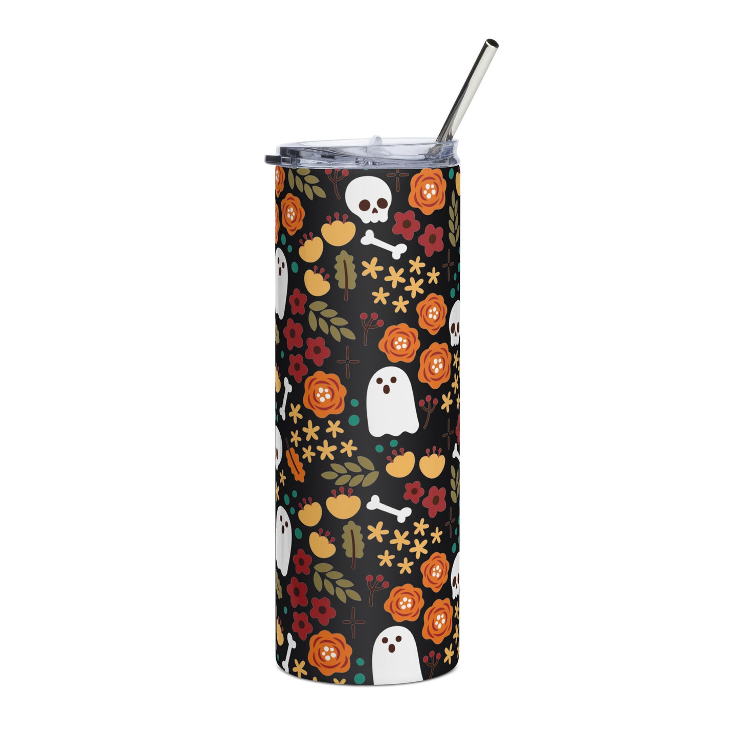 Halloween Floral Stainless Steel Tumbler